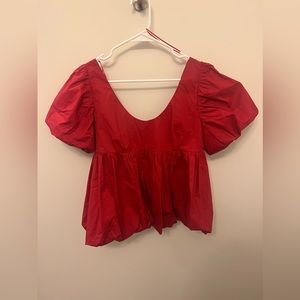 Tuckernuck Red Puff Sleeve Top